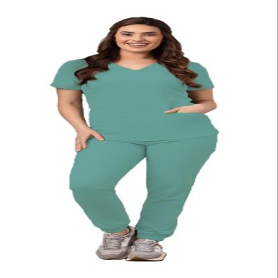Green Town Scrubs for Women Scrub Set - Jogger Pant and V-Neck Top, 6 Pockets, Easy Care Uniforms-Sage-Small