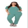 Green Town Scrubs for Women Scrub Set - Jogger Pant and V-Neck Top, 6 Pockets, Easy Care Uniforms-Sage-Small view 1