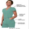 Green Town Scrubs for Women Scrub Set - Jogger Pant and V-Neck Top, 6 Pockets, Easy Care Uniforms-Sage-Small view 2