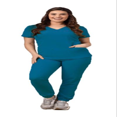 Green Town Scrubs for Women Scrub Set - Jogger Pant and V-Neck Top, 6 Pockets, Easy Care Uniforms-Bahama-Small
