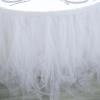 Efavormart 14ft White Full Size 4 Layer Fluffy Tulle - Tutu Table Skirt for Party Events fits 6ft rectangle/48in Round Table view 3