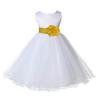 Wedding Pageant White Flower Girl Rattail Edge Tulle Dress 829t s view 2