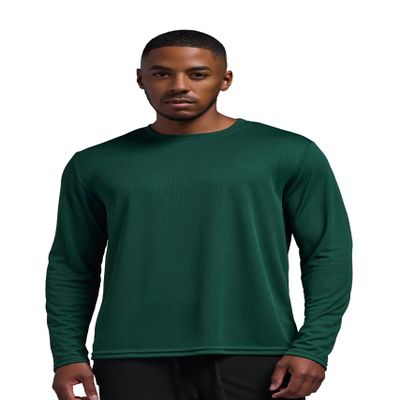 Expert Brand USA-Made Men's Oxymesh Dry Fit Athletic Long Sleeve Shirt, Forest Green, 4XL