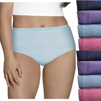 Fruit of the Loom Women's Briefs 8-Pack Breathable Cooling Stripes 8