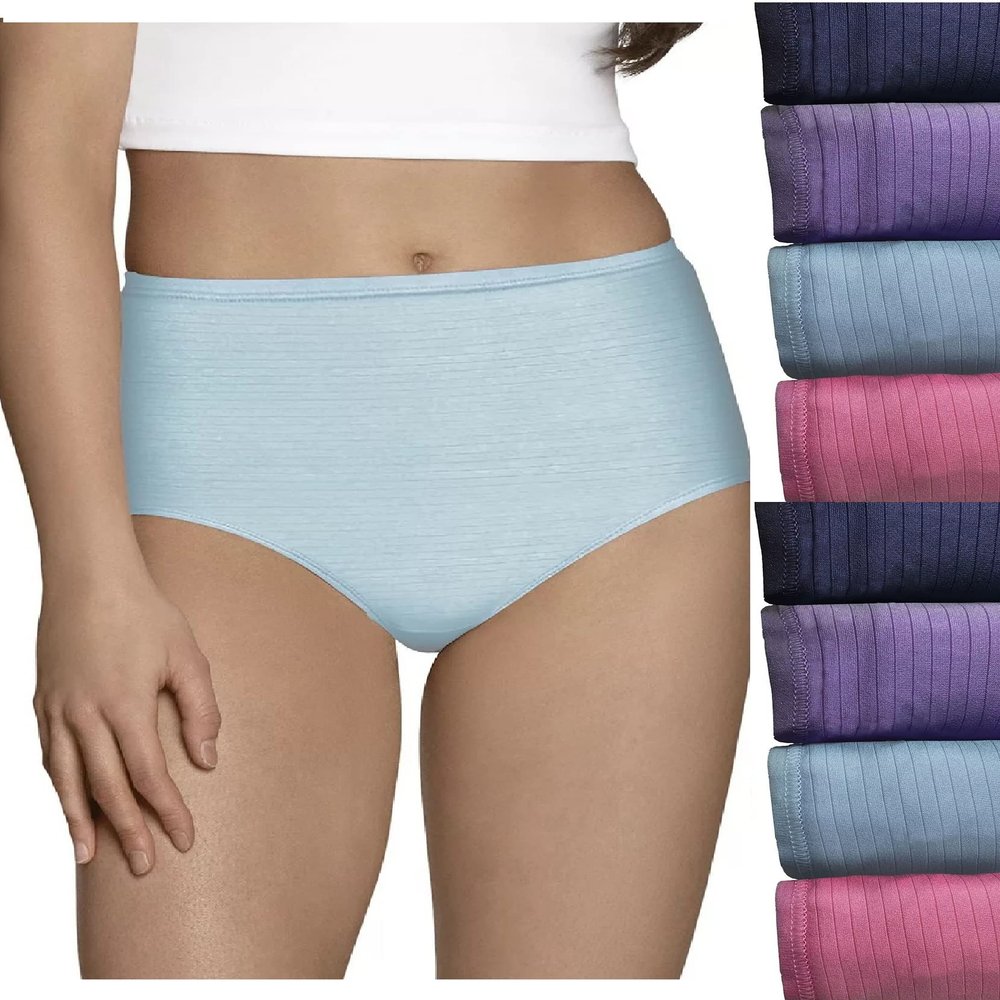 Fruit of the Loom Women's Briefs 8-Pack Breathable Cooling Stripes 8