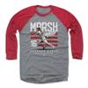 500 LEVEL Brandon Marsh 3/4 Sleeve T-Shirt (Baseball Tee, X-Large, Red/Heather Gray) - Brandon Marsh Philadelphia Marsh Madness Stripes WHT view 1