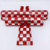 Anodized Chrome Checker BMX Pad Sets by Flite Chrome and Red 1.5" top Tube Diameter view 1