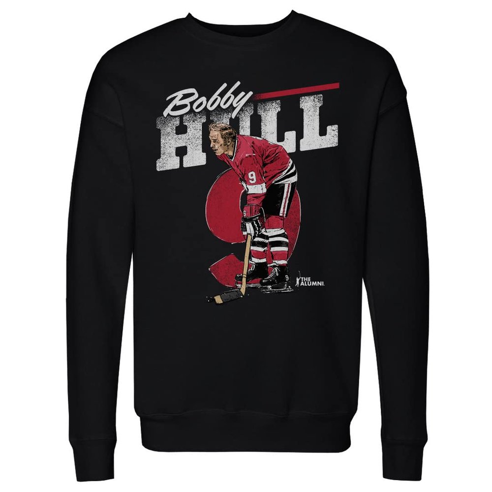 500 LEVEL Bobby Hull Sweatshirt (Crew Sweatshirt, XX-Large, Black) - Bobby Hull Chicago Retro WHT