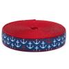 Country Brook Design - Anchors Away on Red Nylon Webbing (1 Inch, 10 Yards) view 1
