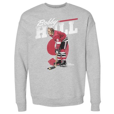 500 LEVEL Bobby Hull Sweatshirt (Crew Sweatshirt, XX-Large, Heather Gray) - Bobby Hull Chicago Retro WHT