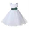 Wedding Pageant White Flower Girl Rattail Edge Tulle Dress 829t s view 2