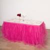 Efavormart 14ft Fuchsia Full Size 4 Layer Fluffy Tulle - Tutu Table Skirt for Party Events fits 6ft rectangle/48in Round Table view 1