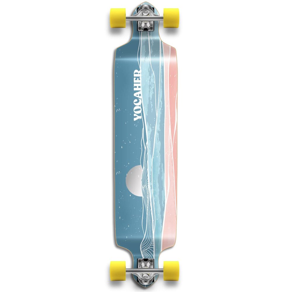Yocaher Earth Series (Horizon Night) Complete Skateboards Longboard w/BlackWidow Premium 80A Grip Tape Aluminum Truck ABEC-9 Bearing 70mm Skateboard Wheels