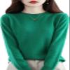 Shanghai Story 100% Merino Wool Sweater Women Fall Winter Warm Knitted Pullover Crewneck Long Sleeve Sweater Green L view 1