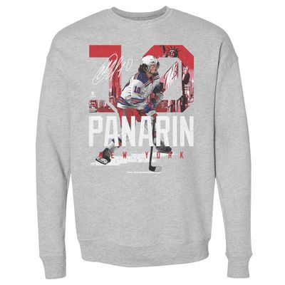 500 LEVEL Artemi Panarin Sweatshirt (Crew Sweatshirt, XX-Large, Heather Gray) - Artemi Panarin New York Landmark WHT