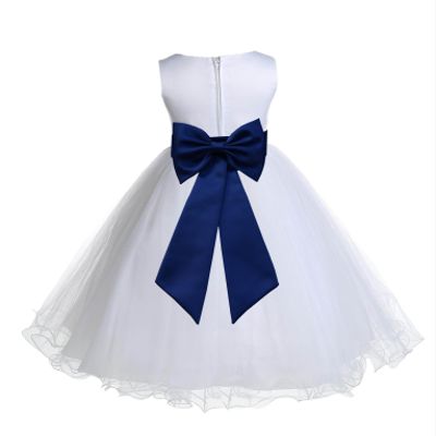 Wedding Pageant White Flower Girl Rattail Edge Tulle Dress 829t s