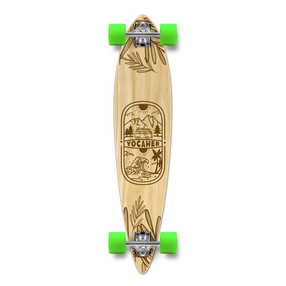 Yocaher Earth Series (Adventure Natural) Complete Skateboards Longboard w/BlackWidow Premium 80A Grip Tape Aluminum Truck ABEC-9 Bearing 70mm Skateboard Wheels
