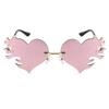 FEISEDY Melting Flame Heart Sunglasses For Women Men Trendy Rimless Fire Shaped Party Glasses B2366 view 2
