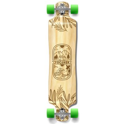 Yocaher Earth Series (Adventure Natural) Complete Skateboards Longboard w/BlackWidow Premium 80A Grip Tape Aluminum Truck ABEC-9 Bearing 70mm Skateboard Wheels