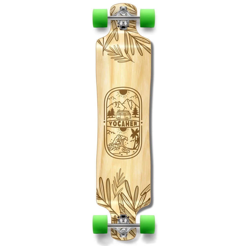 Yocaher Earth Series (Adventure Natural) Complete Skateboards Longboard w/BlackWidow Premium 80A Grip Tape Aluminum Truck ABEC-9 Bearing 70mm Skateboard Wheels