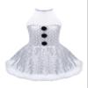 Moggemol Kids Girls Halter Neck Sequins Figure Ice Skating Dress Ballet Dance Tutu Leotard Christmas Snowman Dress Up White A 4 Years view 1