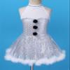 Moggemol Kids Girls Halter Neck Sequins Figure Ice Skating Dress Ballet Dance Tutu Leotard Christmas Snowman Dress Up White A 4 Years view 3
