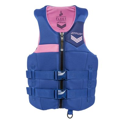 Jetpilot Fleet Neoprene Dual Coast Guard Approved Life Jacket PFD (Navy/Pink, L/XL)