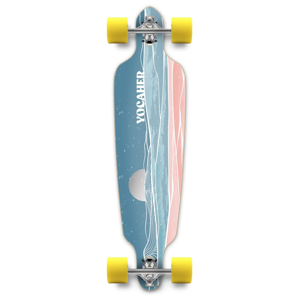Yocaher Earth Series (Horizon Night) Complete Skateboards Longboard w/BlackWidow Premium 80A Grip Tape Aluminum Truck ABEC-9 Bearing 70mm Skateboard Wheels