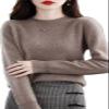 Shanghai Story 100% Merino Wool Sweater Women Fall Winter Warm Knitted Pullover Crewneck Long Sleeve Sweater Camel M view 1