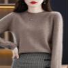 Shanghai Story 100% Merino Wool Sweater Women Fall Winter Warm Knitted Pullover Crewneck Long Sleeve Sweater Camel M view 3