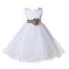 Wedding Pageant White Flower Girl Rattail Edge Tulle Dress 829t s view 2