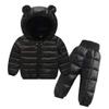 Baby Girls Snowsuit Toddler Hooded uffer Jacket + Snow Bib Pants Outfits Set 1-4 Years (Black, 18-24 Months) view 1