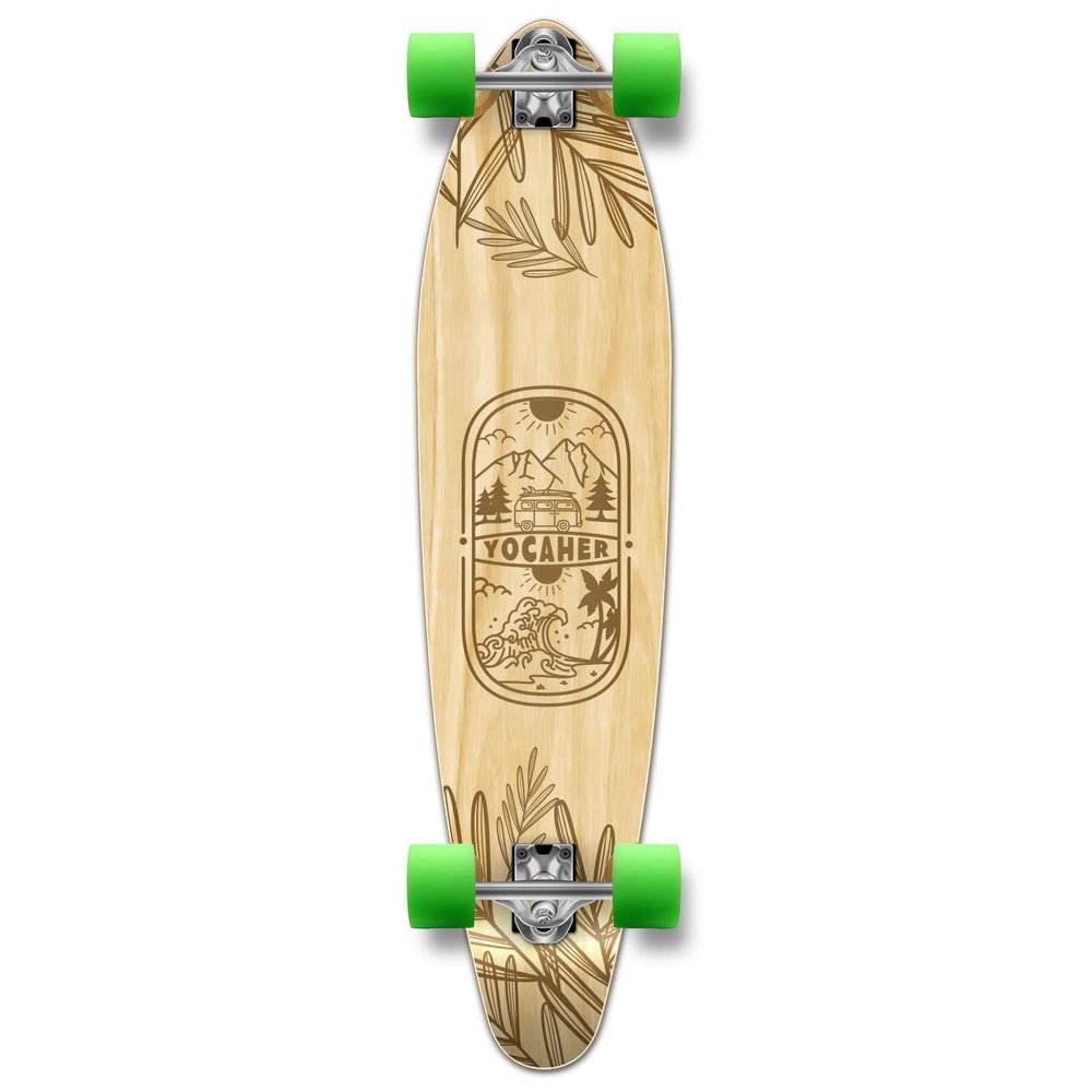 Yocaher Earth Series (Adventure Natural) Complete Skateboards Longboard w/BlackWidow Premium 80A Grip Tape Aluminum Truck ABEC-9 Bearing 70mm Skateboard Wheels