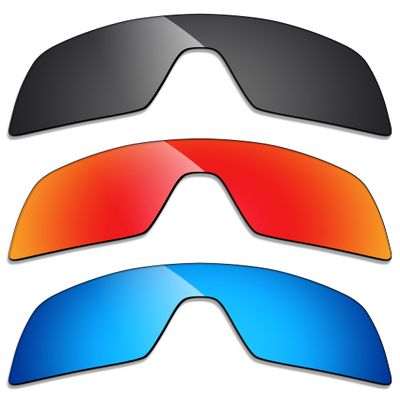 Alphax 3 Pair Polarized Replacement Lenses for Oakley Sutro OO9406 Sunglasses- Black+Blue+Red