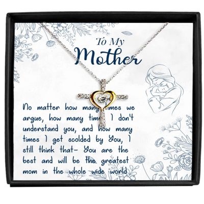 zapbest Cross Dancing Necklace Luxury Box You Are The Best Mom In The World, Mother Necklace, Birthday Necklace For Mom, Mothers Day, From Son, Daughter, Cr