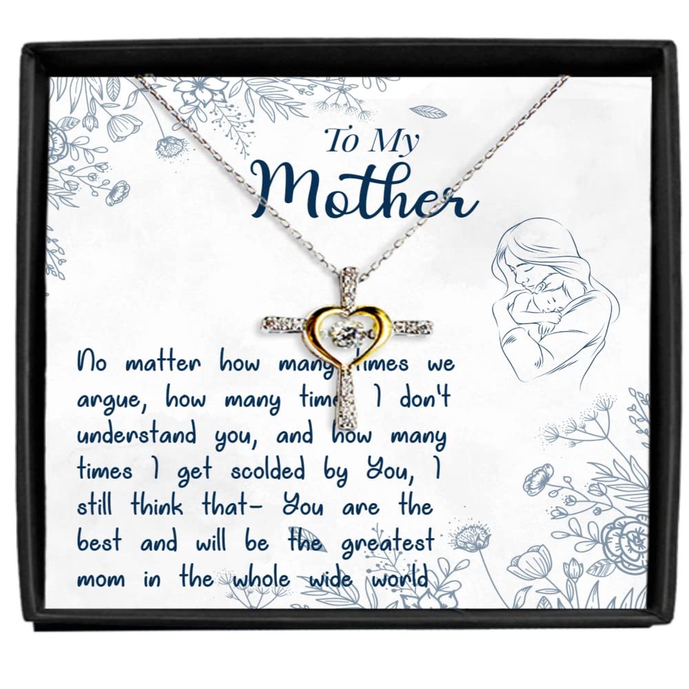 zapbest Cross Dancing Necklace Luxury Box You Are The Best Mom In The World, Mother Necklace, Birthday Necklace For Mom, Mothers Day, From Son, Daughter, Cr
