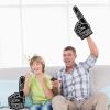 Sotiff Giant Foam Finger 6 Pack We're Number 1 Foam Hand 18 Inch Football Baseball Fan Cheerleading for Sports Celebration Pom Poms Noise Maker for Sporting Events Games(Black) view 3
