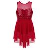 TiaoBug Girls Sequined Lyrical Dance Dress Ballet Leotard Tutu Dress Praise Liturgical Loose Fit Irregular Overlay Dress Burgundy Sequined 10 view 1