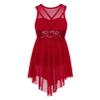 TiaoBug Girls Sequined Lyrical Dance Dress Ballet Leotard Tutu Dress Praise Liturgical Loose Fit Irregular Overlay Dress Burgundy Sequined 10 view 2