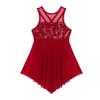 TiaoBug Girls Sequined Lyrical Dance Dress Ballet Leotard Tutu Dress Praise Liturgical Loose Fit Irregular Overlay Dress Burgundy Sequined 10 view 3