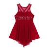 TiaoBug Girls Sequined Lyrical Dance Dress Ballet Leotard Tutu Dress Praise Liturgical Loose Fit Irregular Overlay Dress Burgundy Sequined 10 view 4