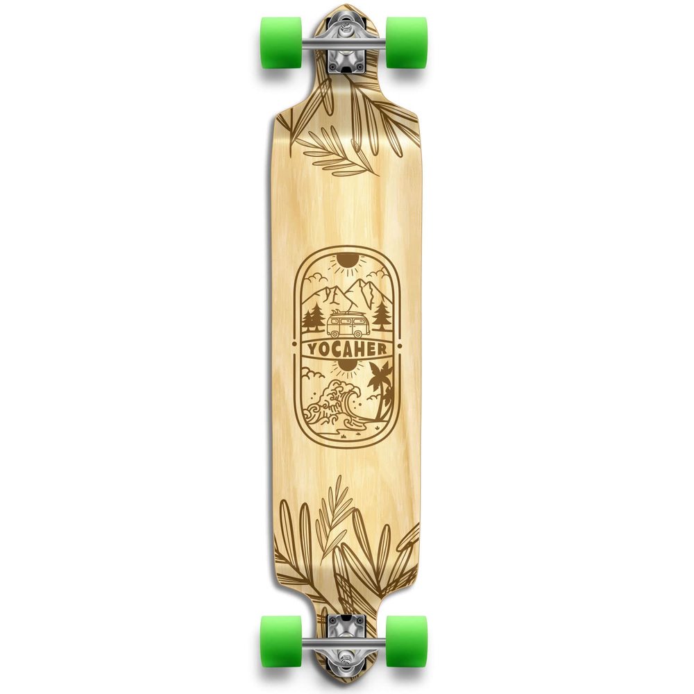Yocaher Earth Series (Adventure Natural) Complete Skateboards Longboard w/BlackWidow Premium 80A Grip Tape Aluminum Truck ABEC-9 Bearing 70mm Skateboard Wheels