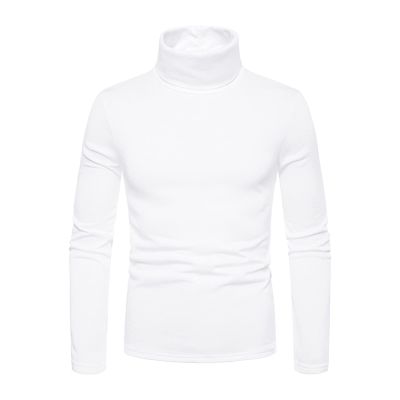 DGKaxiyaHM Men's Turtleneck Fleece T-Shirt Slim Fit Bottoming Shirt Basic Thermal Solid Cozy Pullover Casual Long Sleeve Tops (White,Small)