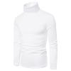 DGKaxiyaHM Men's Turtleneck Fleece T-Shirt Slim Fit Bottoming Shirt Basic Thermal Solid Cozy Pullover Casual Long Sleeve Tops (White,Small) view 2