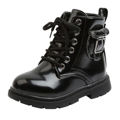 Boys And Girls Ankle Boots Short Boots Toddler Boots Waterpoor Leather Shoes Girls Black Dress Shoes (A, 3.5-4 Years Toddler)