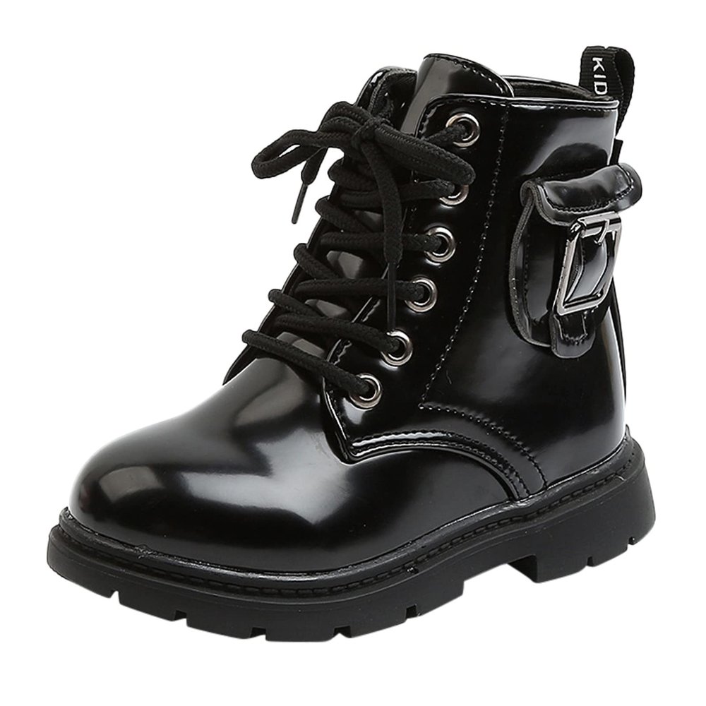 Boys And Girls Ankle Boots Short Boots Toddler Boots Waterpoor Leather Shoes Girls Black Dress Shoes (A, 3.5-4 Years Toddler)