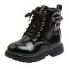 Boys And Girls Ankle Boots Short Boots Toddler Boots Waterpoor Leather Shoes Girls Black Dress Shoes (A, 3.5-4 Years Toddler) view 1