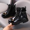 Boys And Girls Ankle Boots Short Boots Toddler Boots Waterpoor Leather Shoes Girls Black Dress Shoes (A, 3.5-4 Years Toddler) view 2