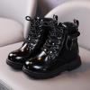 Boys And Girls Ankle Boots Short Boots Toddler Boots Waterpoor Leather Shoes Girls Black Dress Shoes (A, 3.5-4 Years Toddler) view 3