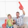 Sotiff Giant Foam Finger 6 Pack We're Number 1 Foam Hand 18 Inch Football Baseball Fan Cheerleading for Sports Celebration Pom Poms Noise Maker for Sporting Events Games(Red) view 3